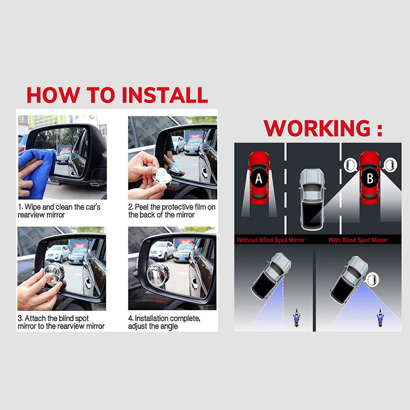 آینه محدب نقطه کور خودرو بسته 2 عددی